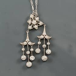 Platinum set rare Tiffany diamond Edwardian pendant