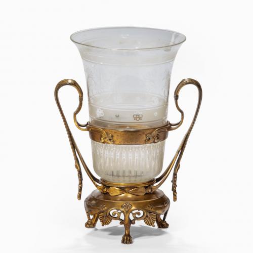 A glass and ormolu vase by the Barbedienne foundry