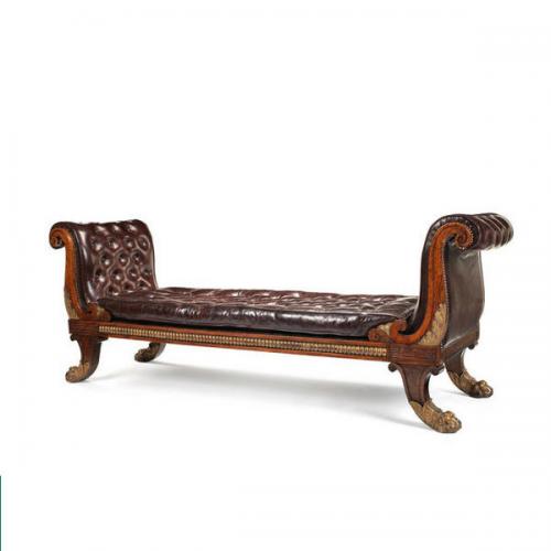 A Regency simulated rosewood and parcel gilt daybed