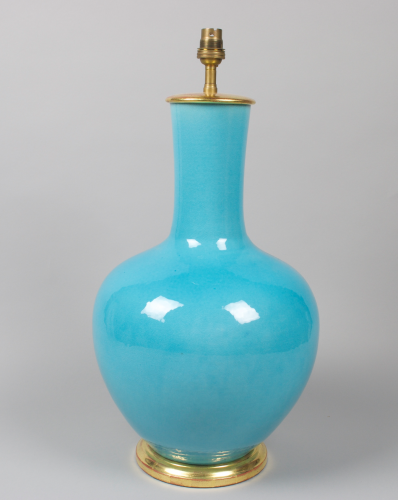 A Turquoise Straight Necked Lamp