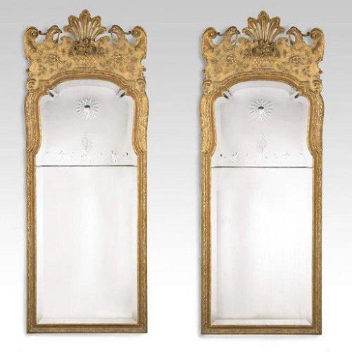 A pair of George l style victorian giltwood mirrors