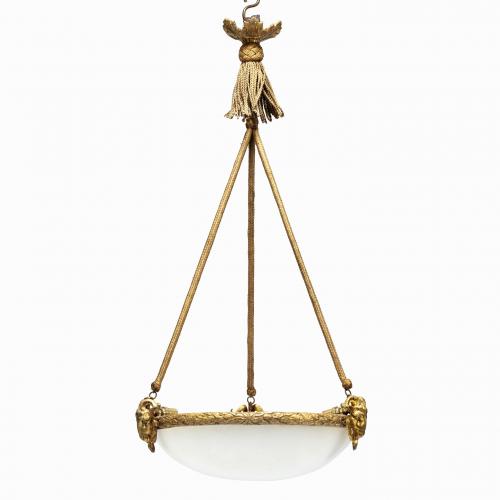 A Napoleon III alabaster hanging lamp