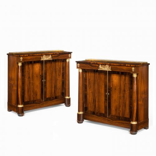 Pair late Regency rosewood side cabinets