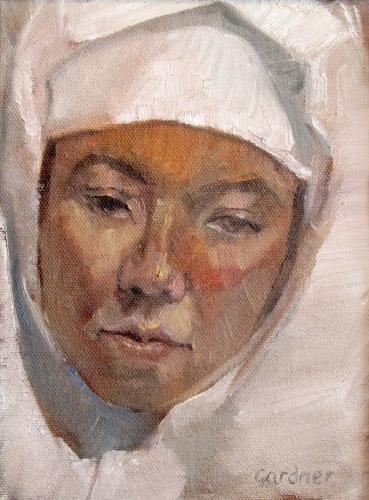 Portrait in White, Alexandra Gardner (b.1945)