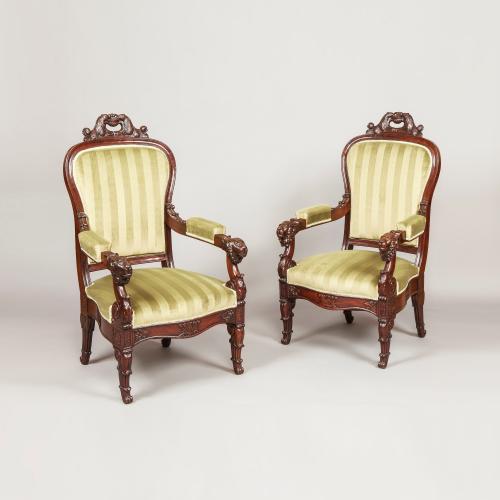 An Imposing Pair of French Louis Philippe Fauteuils