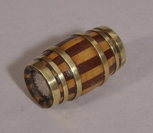 S/3845 Antique Late Victorian Miniature Brass Bound Staved Barrel
