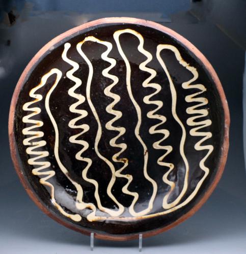 Large earthenware slipware baking dish late 18th century