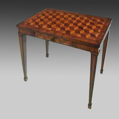 9863 - small 18th century continental parquetry centre table