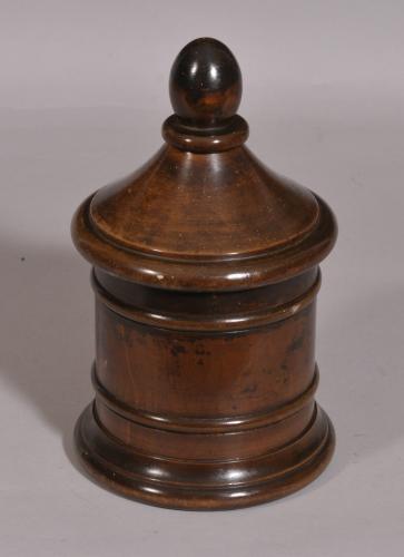 S/3858 Antique Treen 19th Century Beech Tobacco Jar