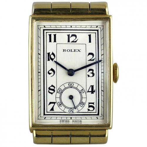 Rolex, Art Deco, Yellow Gold With Hooded Lugs Wristwatch 1937