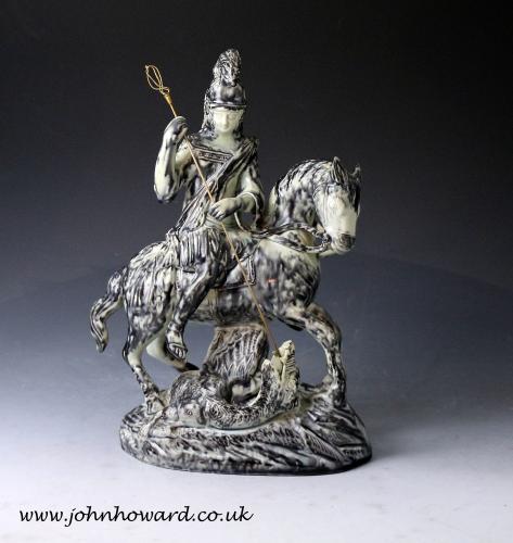 Staffordshire pottery George and the Dragon figure late 18th century