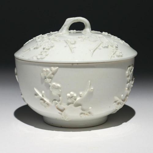 Bow Porcelain White Prunus Covered Bowl or Tureen & Cover