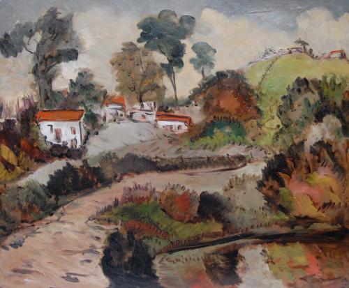 River Scene Landscape, Stanley Grimm R.O.I., R.P. (1891-1966)