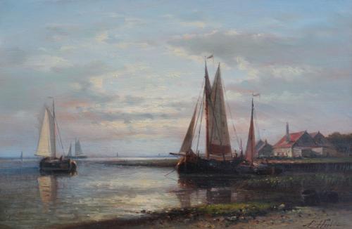 Dutch Coastal Scene - Abraham Hulk Sr. 1813-1897
