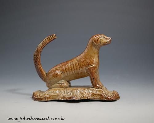Antique English pottery figure of a dog Brampton Pottery Derbyshire