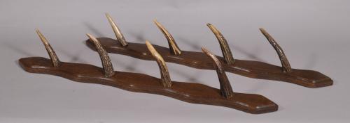 S/3920 Antique 19th Century Pair of Stags Horn Hat or Coat Hooks