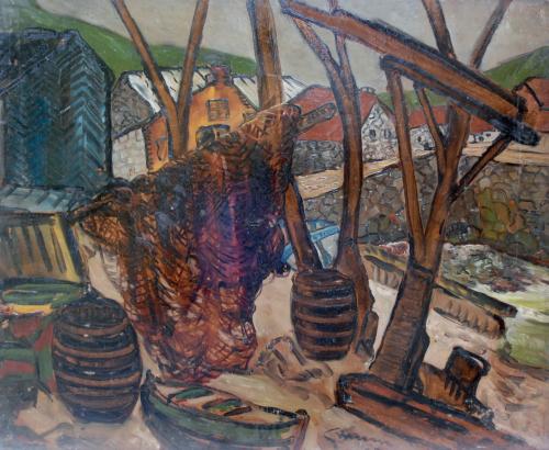 Fishing Nets, Portleven, Stanley Grimm R.O.I., R.P. (1891-1966)