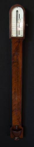 Matthew Berge - London. Flat-to-the-wall Georgian mahogany Stick Barometer. Circa 1810
