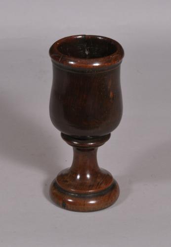 S/3960 Antique Treen 18th Century Fruitwood Cup or Vessel