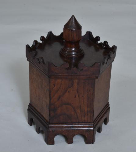 19th century Hexagonal Lidded Oak Box or Caddy