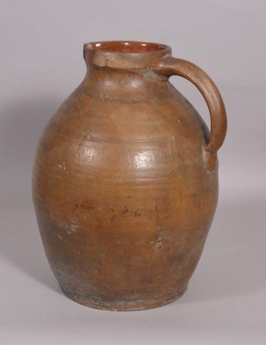 S/3980 Antique 19th Century Large West Country Pottery Ale Jug
