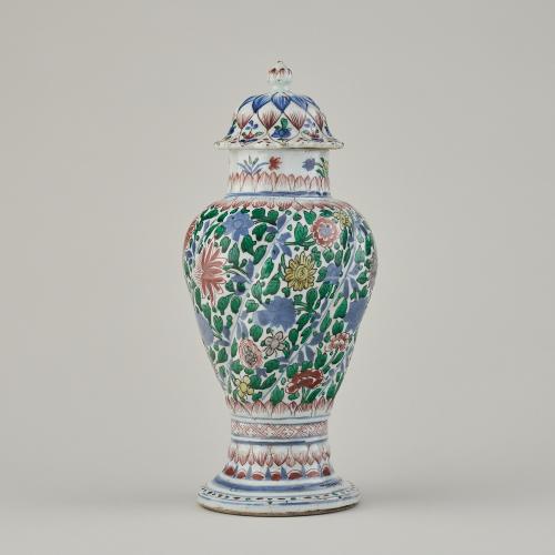A Chinese Famille Verte Vase and Cover