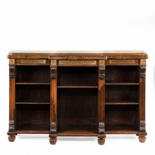 Breakfront open bookcase attributed to Gillows