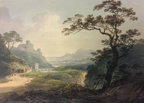 A Ruined Castle on a Hill in a River Landscape, William Payne (British 1760-1833)