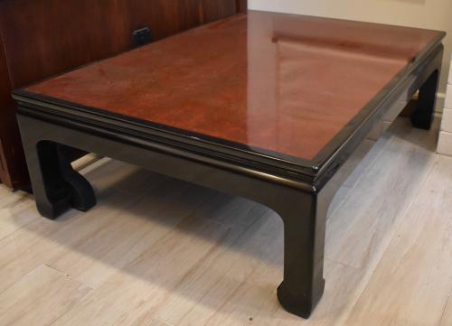 Black & red lacquered rectangular table