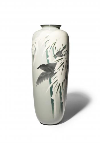 A Tall Japanese Enamel Vase by Ando Jubei (1876-1953)