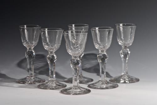 six facet stem wine glasses