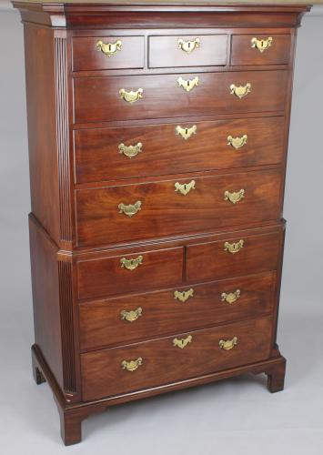 George II period ‘red walnut’ chest-on-chest of fine quality and rich patina