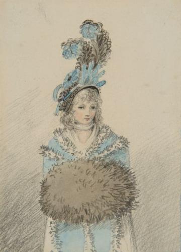 Portrait of a girl in winter clothes, English School, late 18th Century