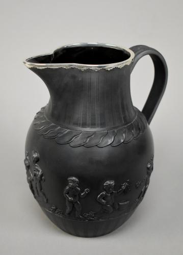 Wedgwood silver mounted black basalt jug, c.1790.