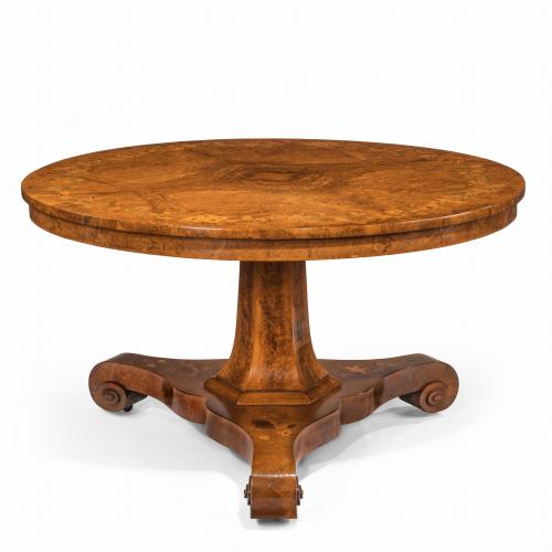 An early Victorian walnut marquetry centre table