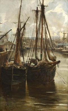 A Busy Harbour Scene, Greenock, Charles J. Lauder R.S.W. (1840-1920)