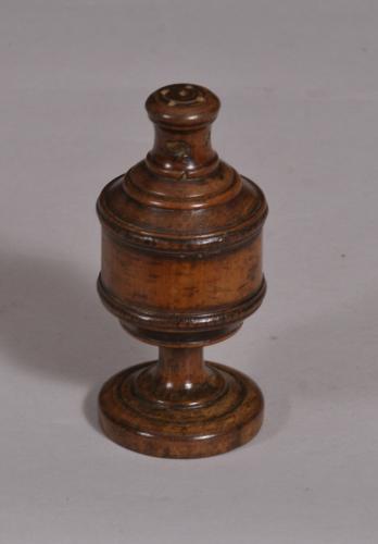 S/4034 Antique Treen 19th Century Sycamore Pepperette or Spice Shaker