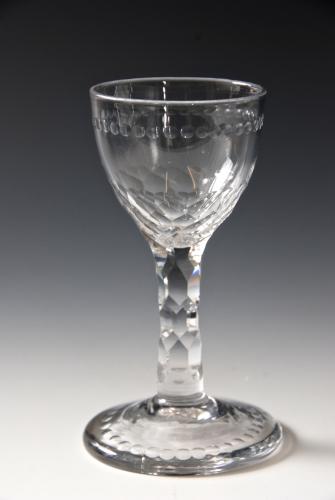 Wine glass with cup shaped bowl c.1780
