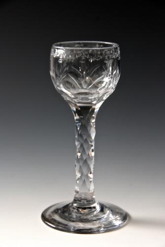 Wineglass with cup shaped bowl circa 1780