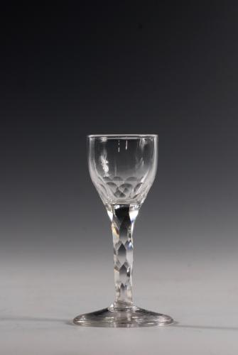 A small facet stem wineglass