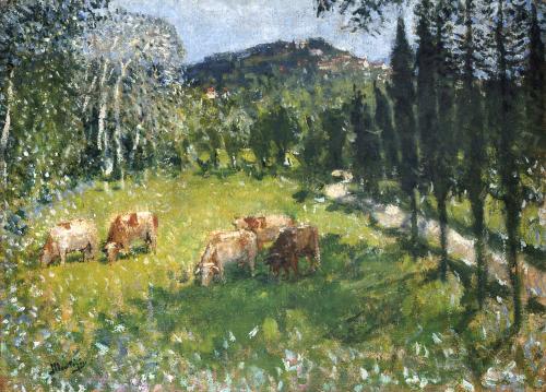 Vaches Paisant dans un Paysage Estival, Pierre - Eugene Montezin (1874-1946)