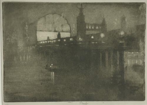 Joseph Pennell - Charing Cross Bridge at Night, 1909 - etching