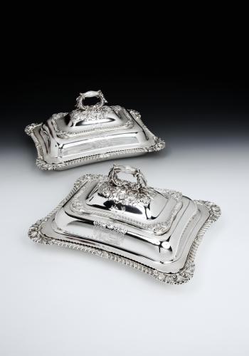 A fine and exceptionally heavy pair of late George III Entree Dishes 