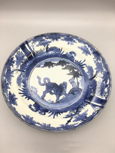 Blue and White Arita Porcelain Tiger plate, circa 1660.