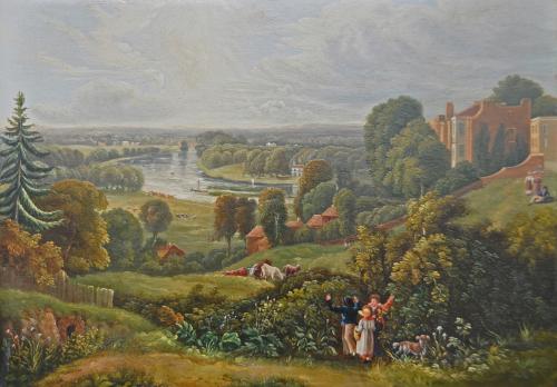 A View Of The Thames From Richmond Hill With Children Picking Blackberries, Thomas Christopher Hofland In The Foreground
