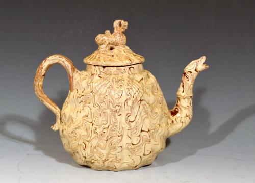 British Pottery Solid Agate Pecten Shell Teapot and Cover