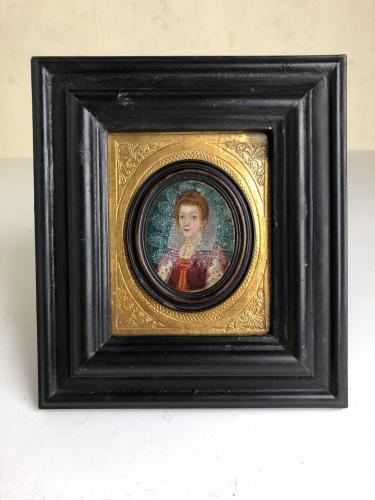 16th Century Portrait Miniature of an Elizabethan Lady