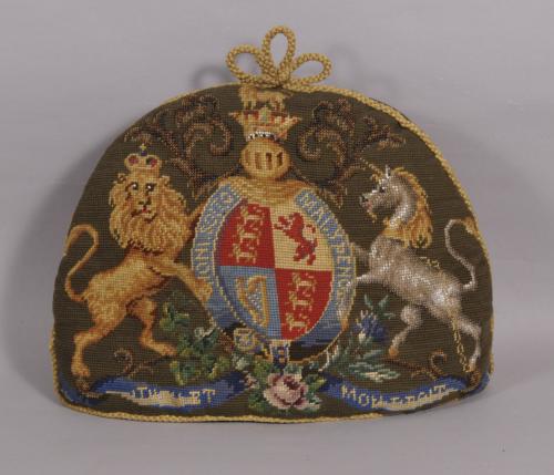 S/4046 Antique 19th Century Victorian Bead and Wool Work Tea Cosy