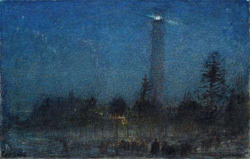 The Lighthouse, Port Said, Egypt by Night, Albert Goodwin, R.W.S. 1845-1936