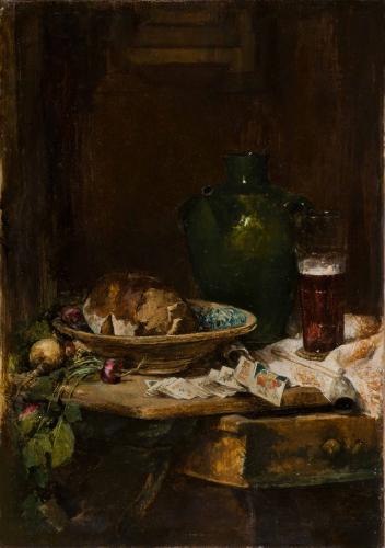 Ludwig Eibl (1842-1918), Still Life with Radishes and Cards